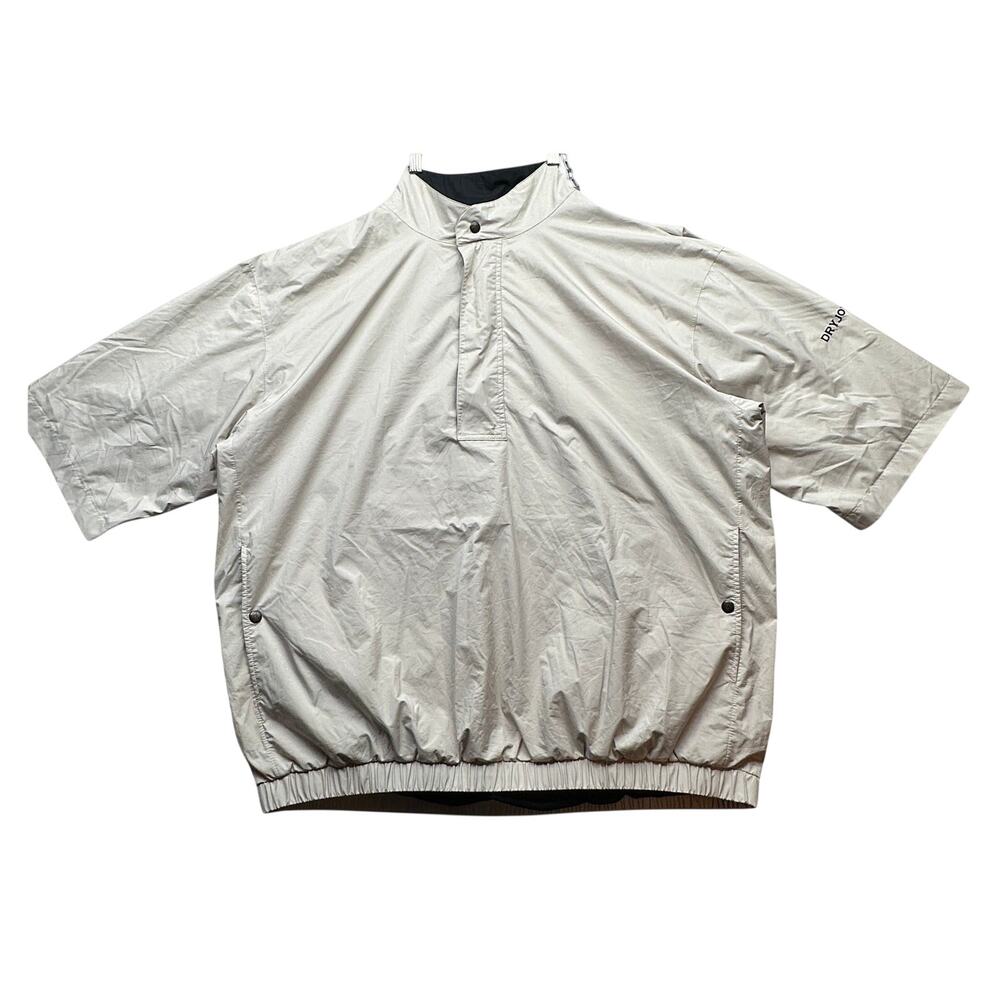 FJ FootJoy DryJoys 1/2 Zip Pullover Windbreaker Short Sleeve Shirt Mens XL White